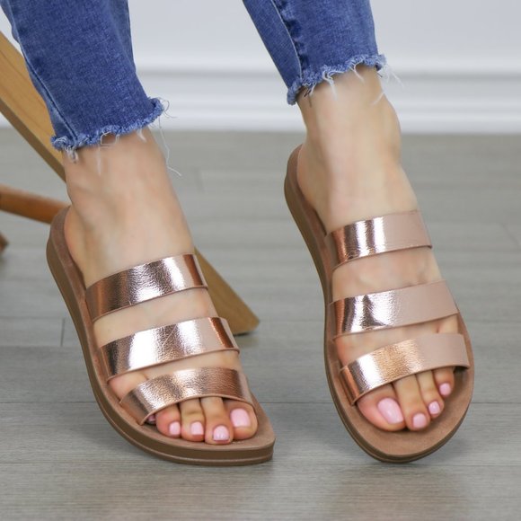 Rose Gold Strap Sandal Flexible Sole for Comfort - Picture 8 of 14